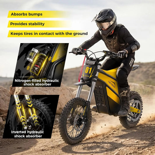 Authentic Heybike Villain Electric Dirt Bike, 4160W E Dirt Bike with 52V 26AH Battery