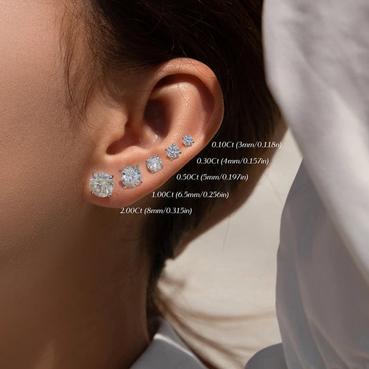 MODIAN 5 Sizes D Color Moissanite Earrings 925 Sterling Silver