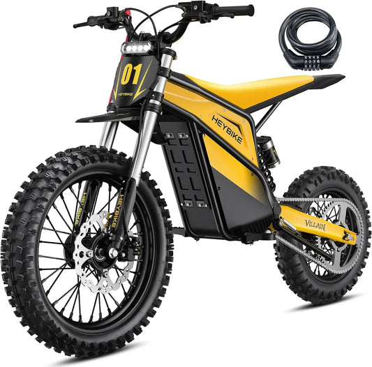 Authentic Heybike Villain Electric Dirt Bike, 4160W E Dirt Bike with 52V 26AH Battery