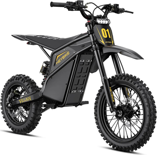 Authentic Heybike Villain Electric Dirt Bike, 4160W E Dirt Bike with 52V 26AH Battery