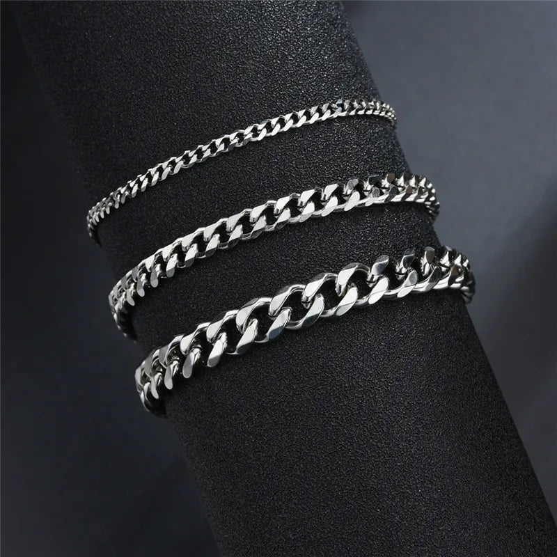 LETAPI Fashion Stainless Steel Curb Cuban Chain Bracelet for Men Women