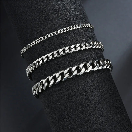 LETAPI Fashion Stainless Steel Curb Cuban Chain Bracelet for Men Women