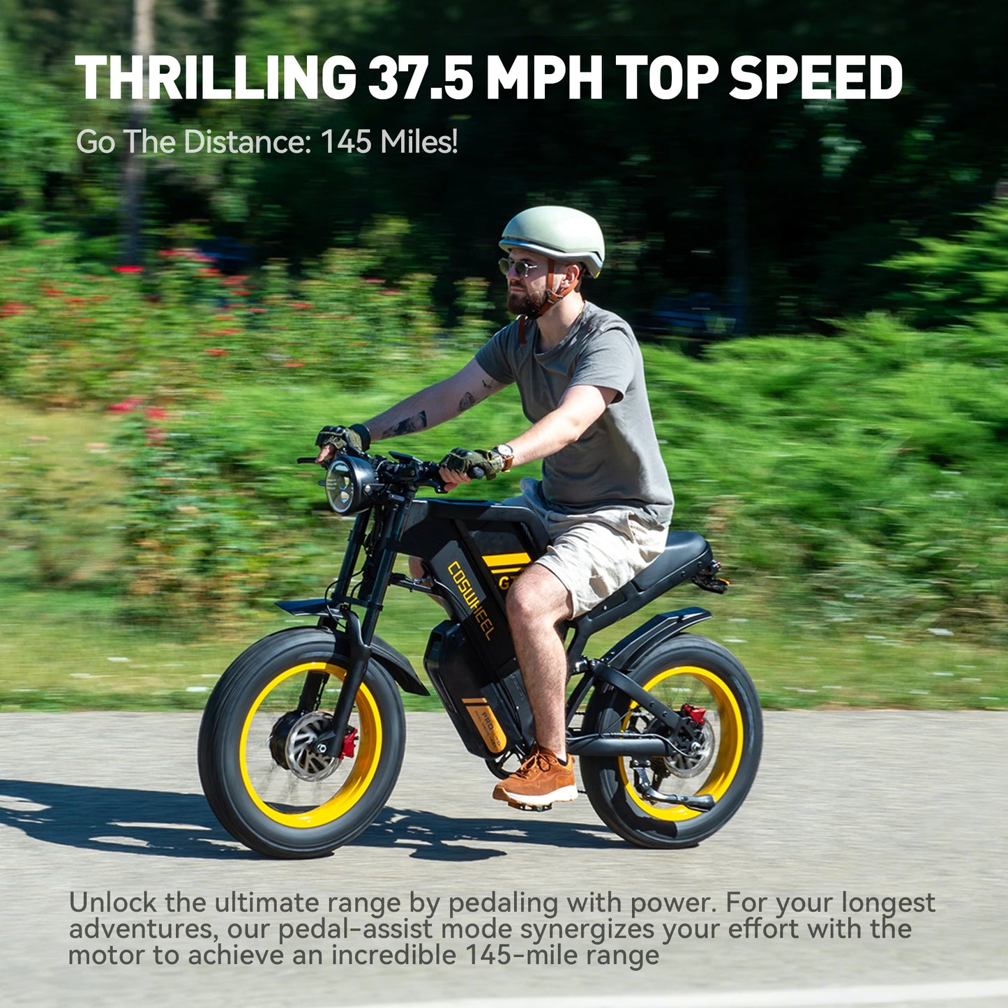 COSWHEEL GT20 Pro Dual motors E-Mountain bike 48V 25+15Ah Dual batteries Dual suspension 20" Fat Tire Off-Road Adult E-bike
