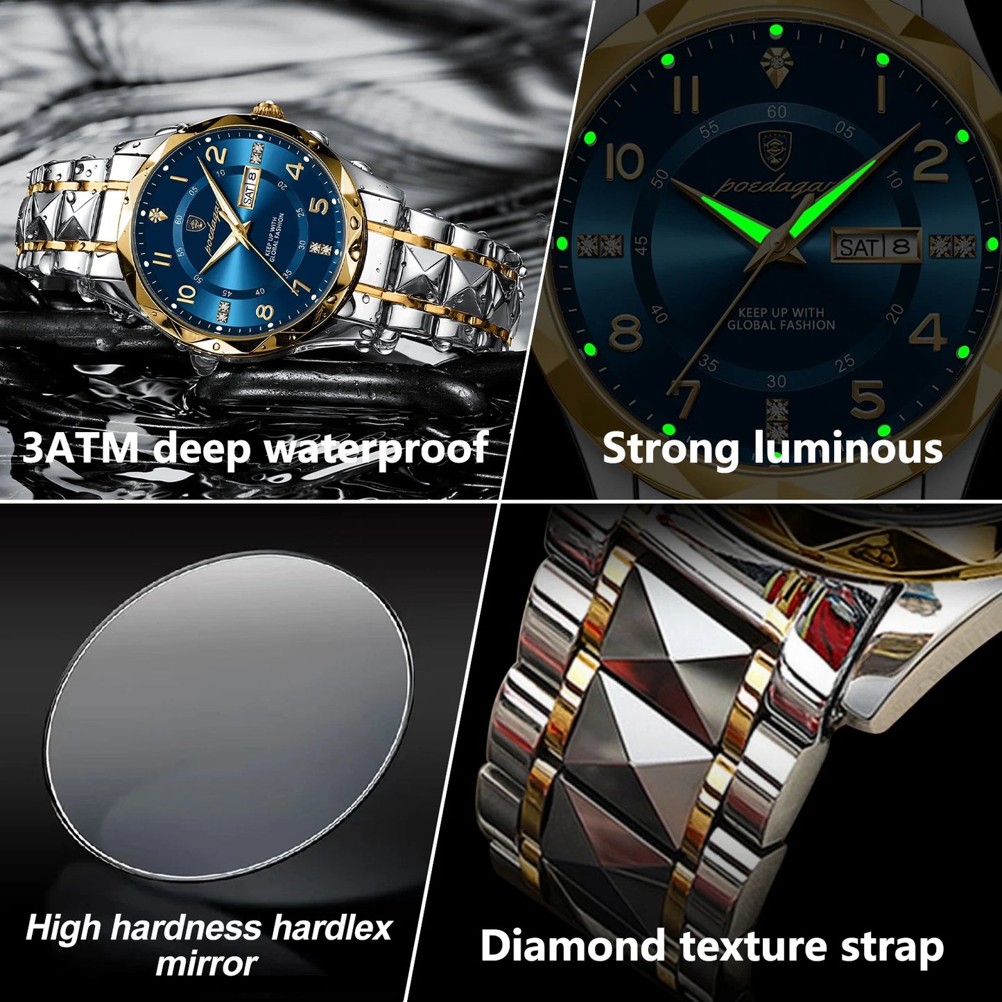 POEDAGAR Top Business Men Quartz Watch