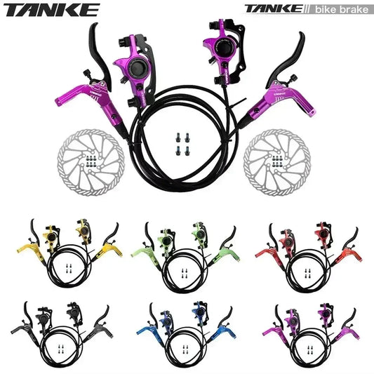 TANKE Mountain Bike Hydraulic Disc Brake Kit with 160mm Rotors, Hydraulic Calipers, Front and Rear Mounts, and 22.2mm Handlebar
