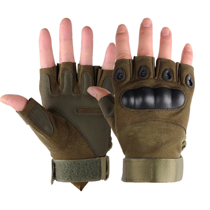 Tactical Hard Knuckle Half Finger Gloves Men's Combat Hunting Shooting Paintball Duty - Fingerless