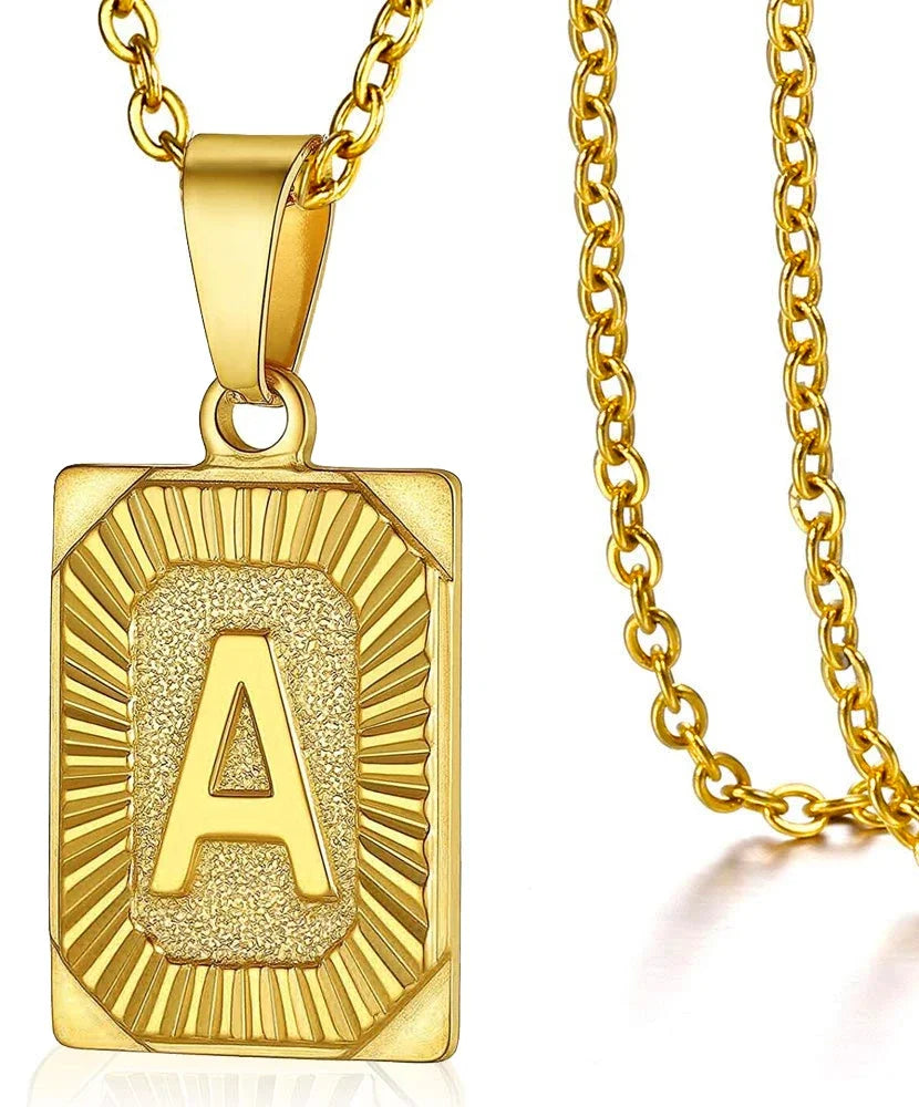 Initial Pendant Necklace for Women Simple Stainless Steel