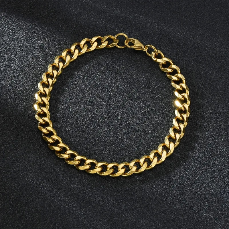 LETAPI Fashion Stainless Steel Curb Cuban Chain Bracelet for Men Women
