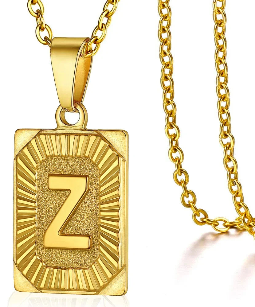 Initial Pendant Necklace for Women Simple Stainless Steel