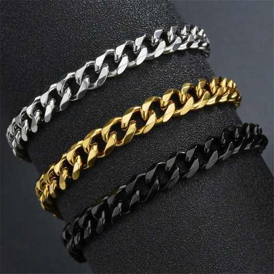LETAPI Fashion Stainless Steel Curb Cuban Chain Bracelet for Men Women