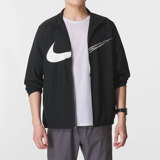 Nike Men's Sports Casual Wear Fitness Running Woven Jacket Windproof Stand-Up Collar Jacket Hv0395-010