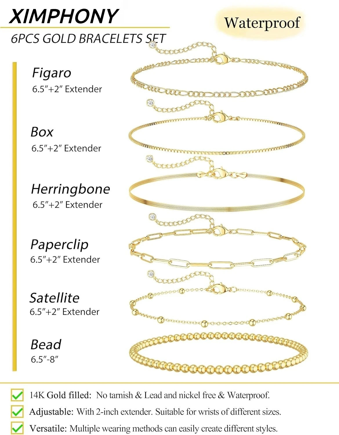 Gold Bracelets for Women Waterproof
