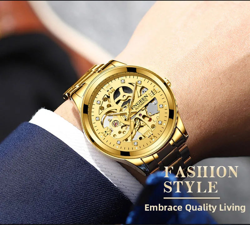 Casual Business Skeleton Automatic Watch for Man