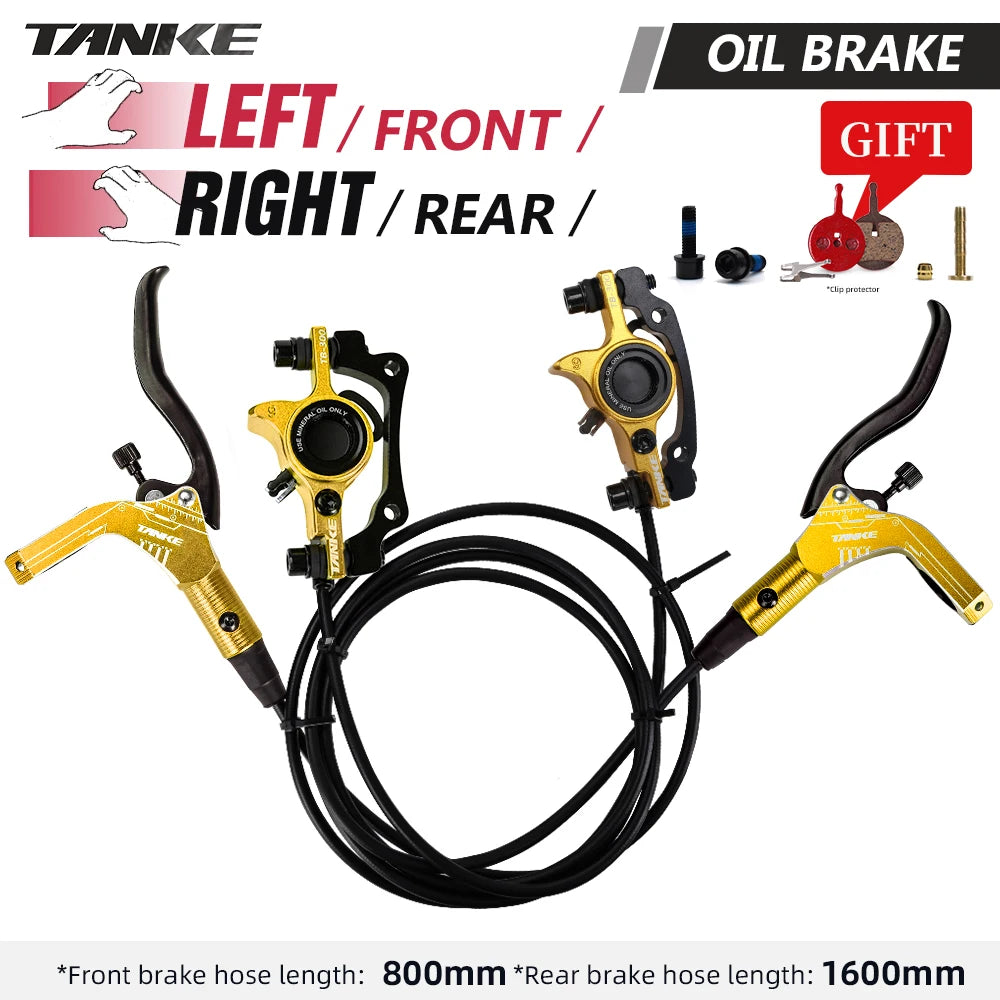 TANKE Mountain Bike Hydraulic Disc Brake Kit with 160mm Rotors, Hydraulic Calipers, Front and Rear Mounts, and 22.2mm Handlebar