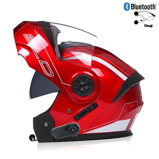 Bluetooth Men's Motorcycle Helmets Full Face Casco for Motorcycles Man Motocross Kask Flip up Casque De Moto  DOT Certified BLD