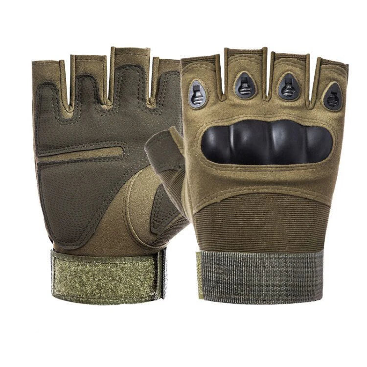 Tactical Hard Knuckle Half Finger Gloves Men's Combat Hunting Shooting Paintball Duty - Fingerless