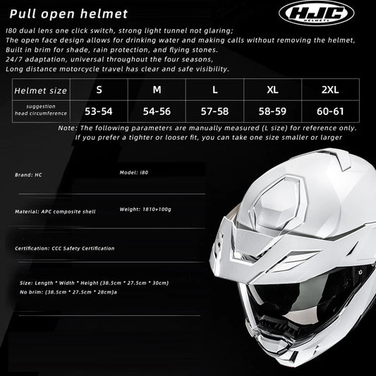 Original HJC Motorcycle Helmet HJC i80 Motocross Helmets Dual Lens ECE 3-in-1 Modular Flip-Up Helmets Off-road Cascos Para Moto
