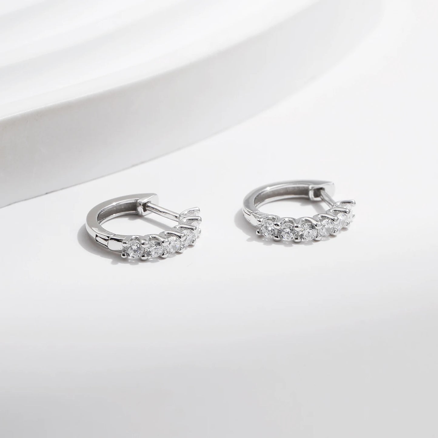 MODIAN D Color Moissanite Small Hoop Earrings 925 Sterling Silver