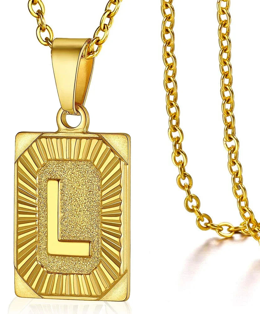 Initial Pendant Necklace for Women Simple Stainless Steel