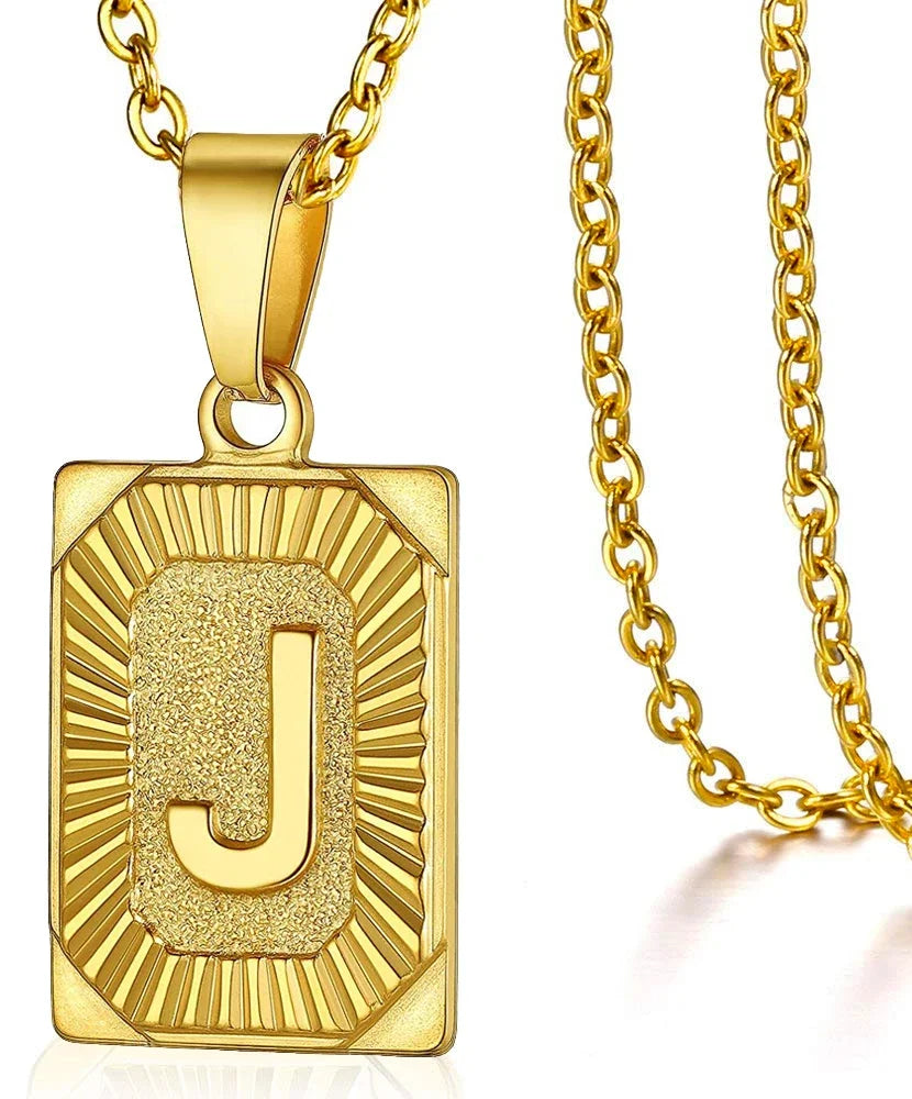 Initial Pendant Necklace for Women Simple Stainless Steel