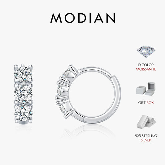 MODIAN D Color Moissanite Classic Ear Buckle 925 Sterling Silver