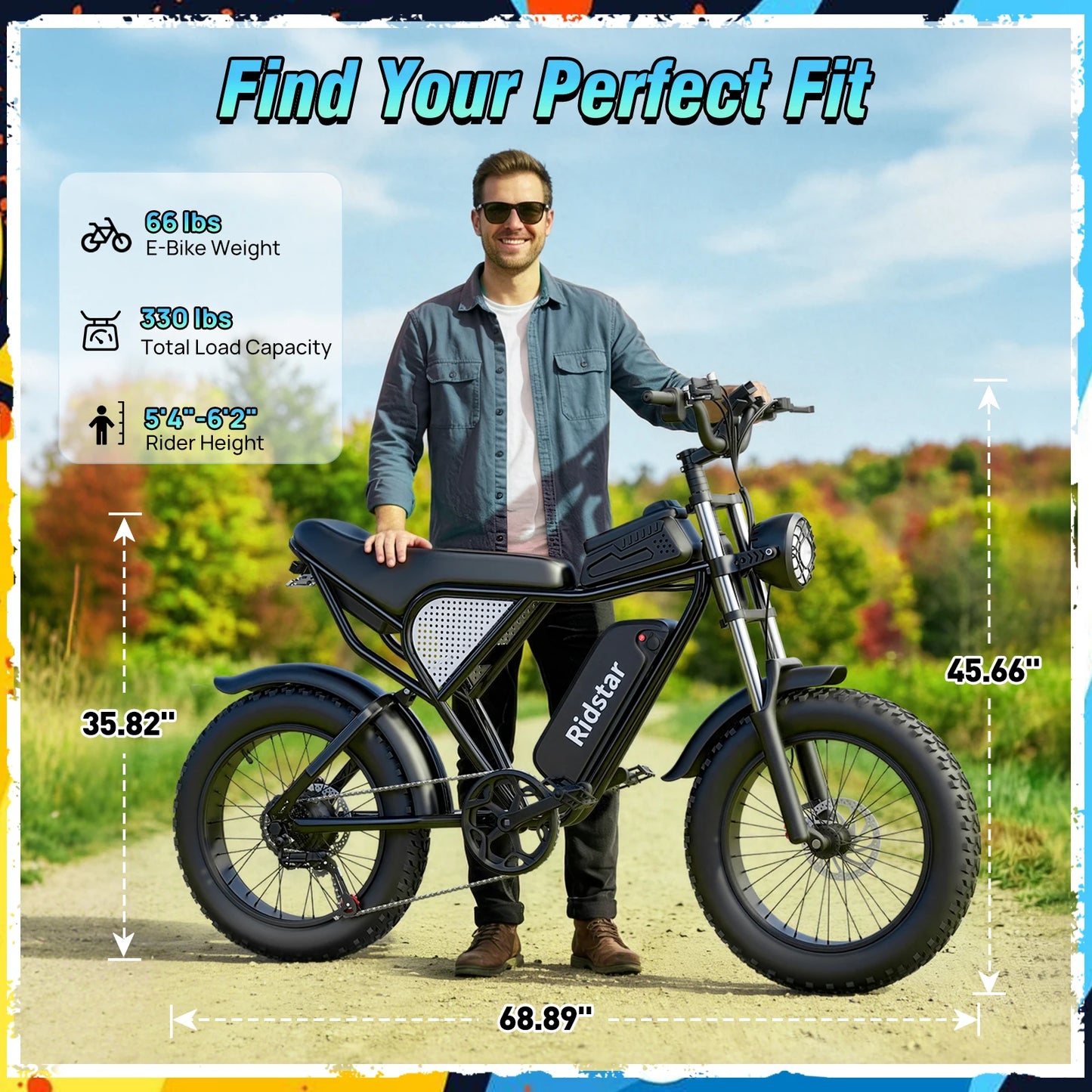 Ridstar Q30 2000W Electric Bike for Adults 48V 20Ah Detachable Battery 33MPH & 88 Miles