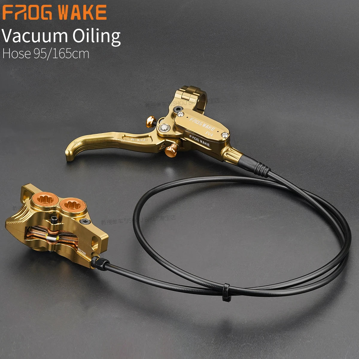 Frog Wake FV4 Mountain Bike Hydraulic Disc Brake Kit with 180mm Rotors Aluminum 4 Piston Oil Pressure Calipers Levers Radial MTB