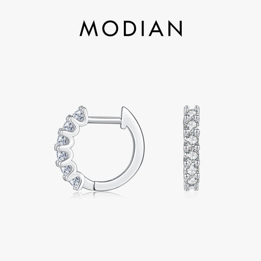 MODIAN D Color Moissanite Small Hoop Earrings 925 Sterling Silver