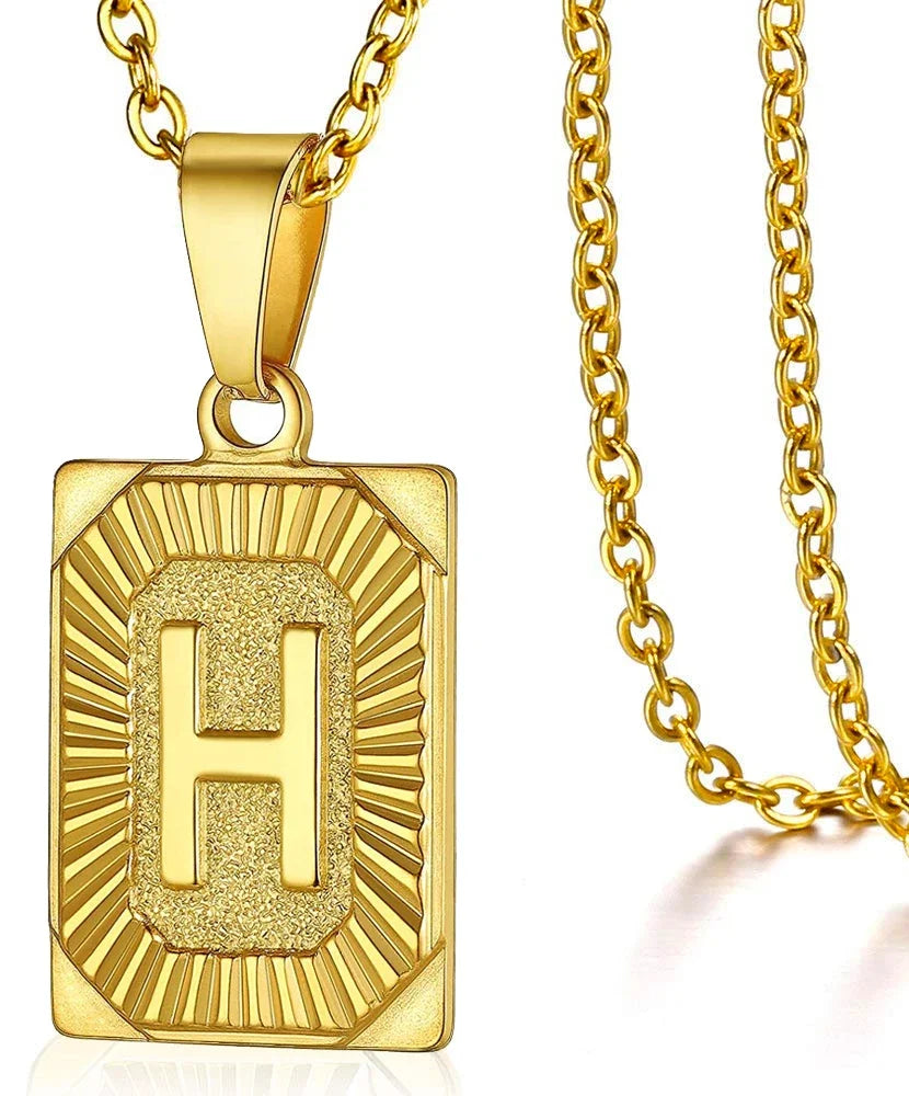 Initial Pendant Necklace for Women Simple Stainless Steel