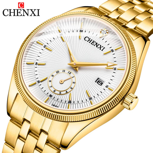 CHENXI Fashion Couple Golden Watches Casual Men and Women