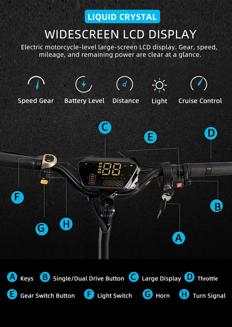 6000W Electric Scooter for Adults 85KM/H Max Speed Dual Motor