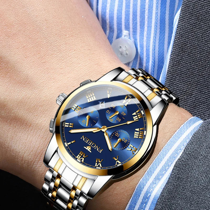 FNGEEN Hot Men Watches Top Brand Luxury Waterproof Date Clock