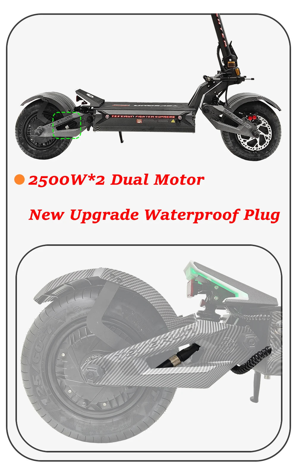 TEVERUN Fighter Supreme+ 7260R V6 2500W*2 Dual Motor 72V 60Ah Battery