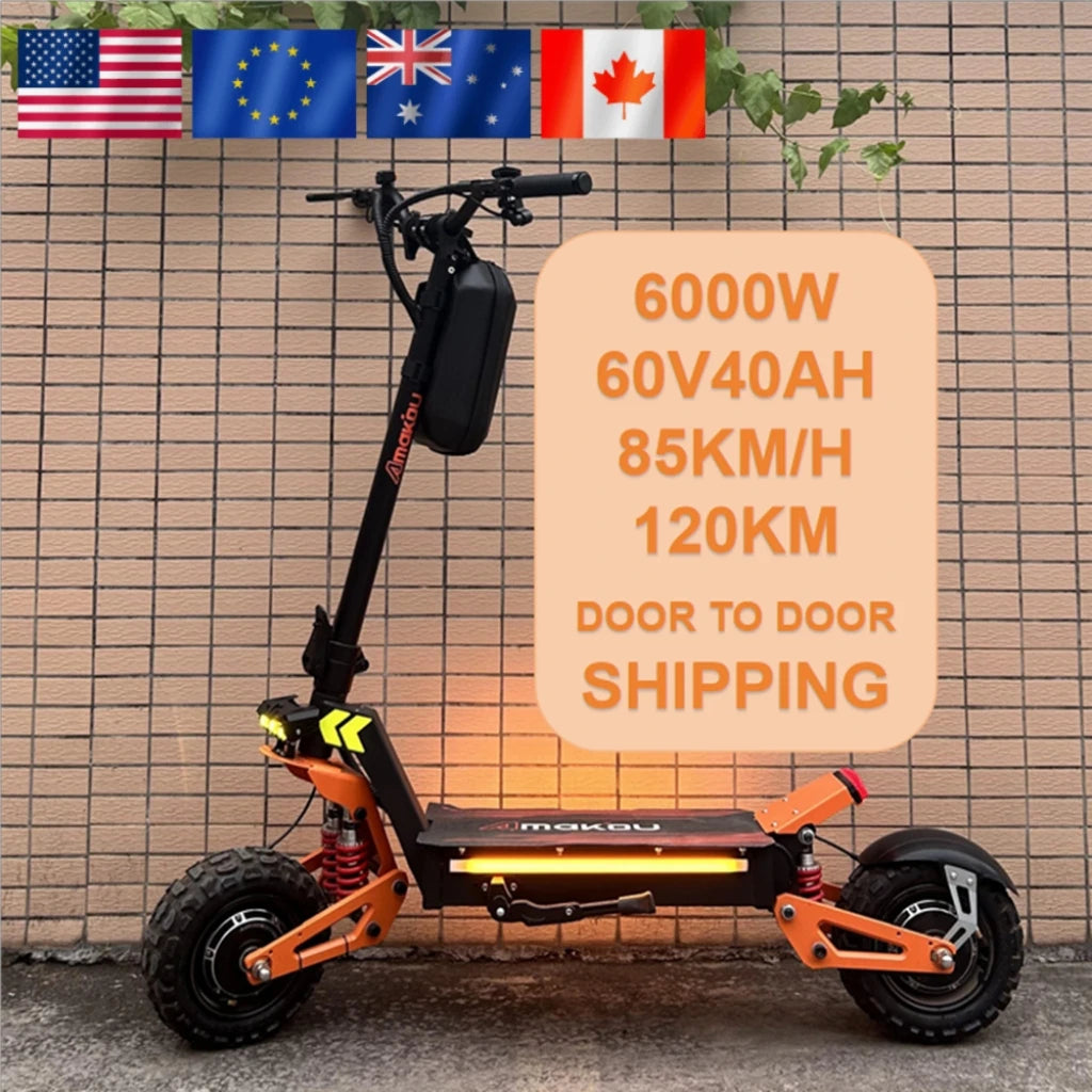 TOURSOR X5 11Inch 6000W Dual Motor Electric Scooter 85KM/H 120KM Long Range