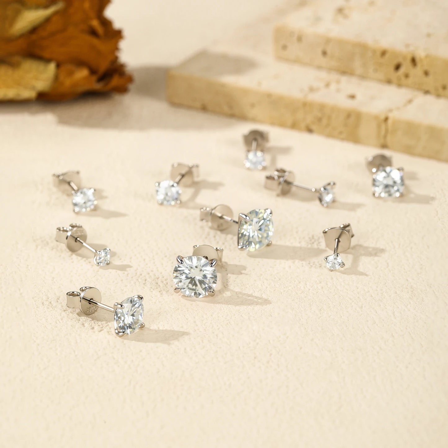MODIAN 5 Sizes D Color Moissanite Earrings 925 Sterling Silver
