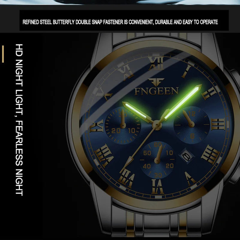 FNGEEN Hot Men Watches Top Brand Luxury Waterproof Date Clock