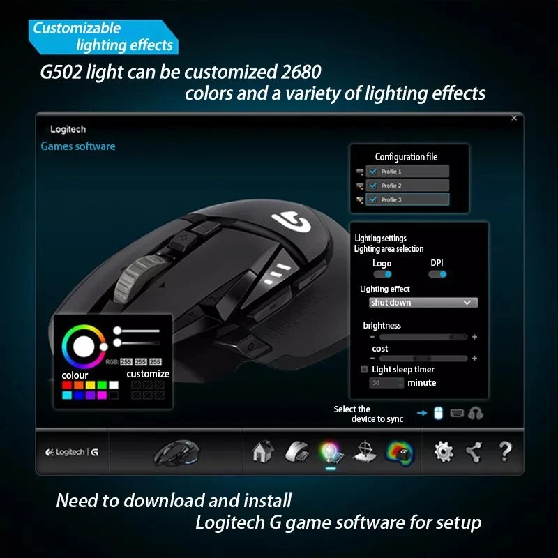 Logitech G502 HERO Wired Gaming Mouse - 25,600 DPI Adjustable Weights RGB Programmable Buttons High Performance