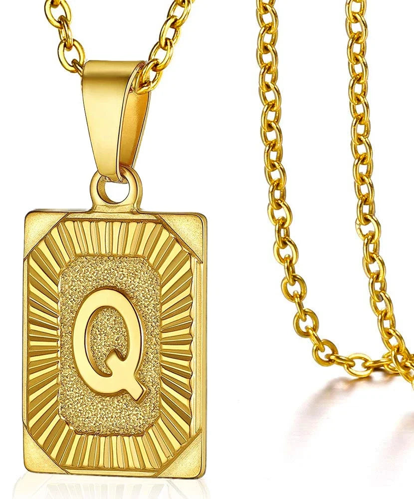 Initial Pendant Necklace for Women Simple Stainless Steel