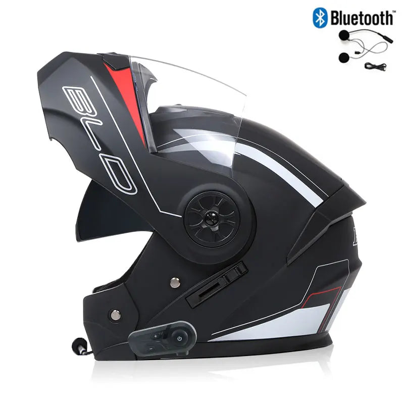 Bluetooth Men's Motorcycle Helmets Full Face Casco for Motorcycles Man Motocross Kask Flip up Casque De Moto  DOT Certified BLD