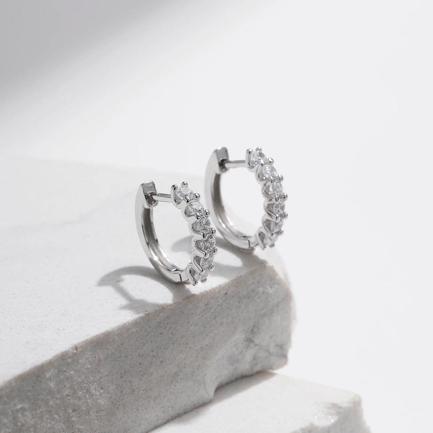 MODIAN D Color Moissanite Small Hoop Earrings 925 Sterling Silver