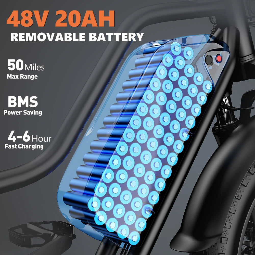 Kickwey LD20 Adult Electric Bike 1500w 32MPH 48V20ah