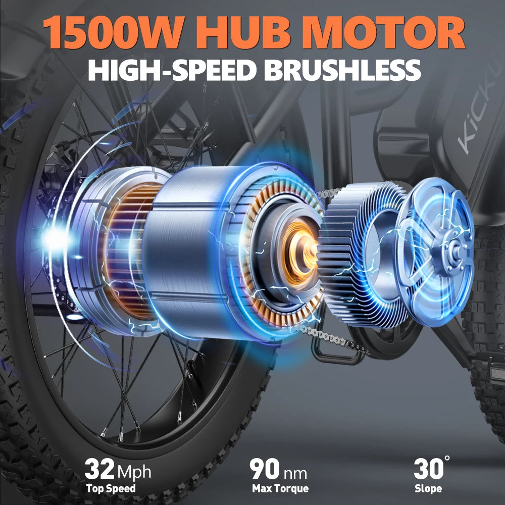 Kickwey LD20 Adult Electric Bike 1500w 32MPH 48V20ah