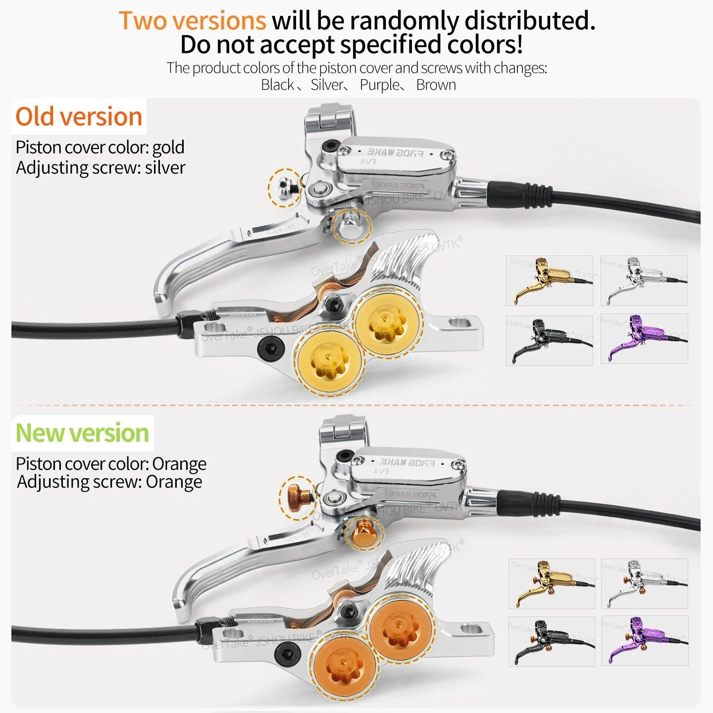 Frog Wake FV4 Mountain Bike Hydraulic Disc Brake Kit with 180mm Rotors Aluminum 4 Piston Oil Pressure Calipers Levers Radial MTB