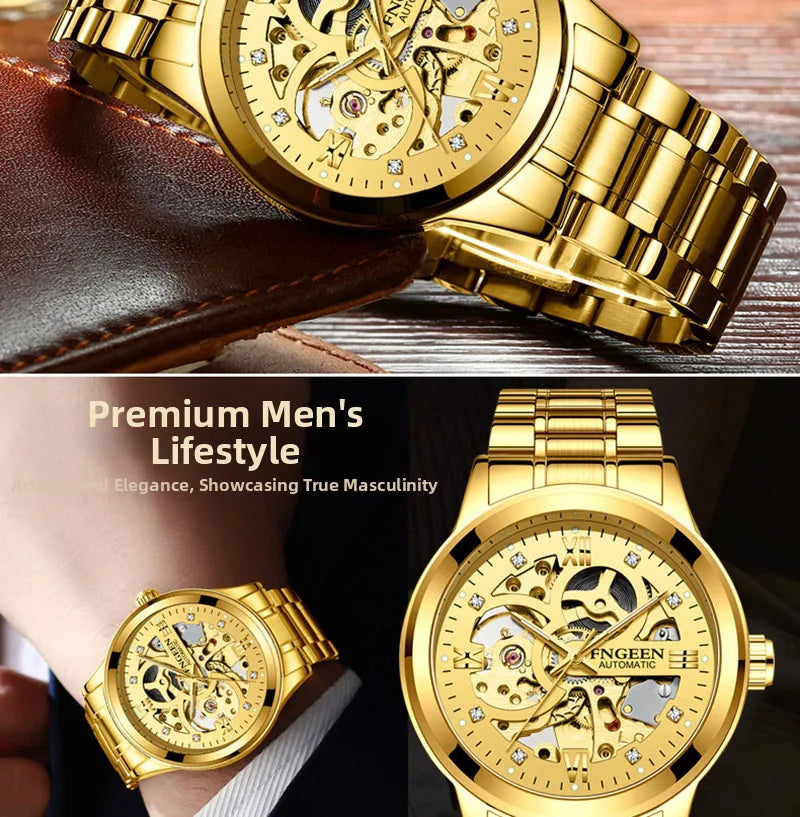 Casual Business Skeleton Automatic Watch for Man