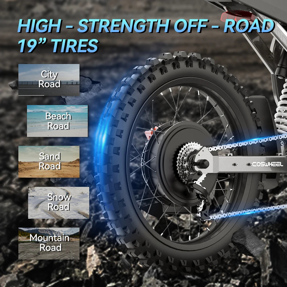 COSWHEEL R19 Electric Motorcycle 72V 40Ah 9000W Mountain Off-Road Electric Bike Adult Ebike All Terrain E-Motorcycle