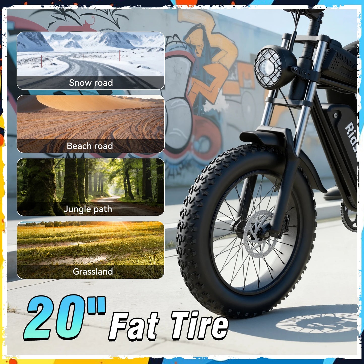 Ridstar Q30 2000W Electric Bike for Adults 48V 20Ah Detachable Battery 33MPH & 88 Miles
