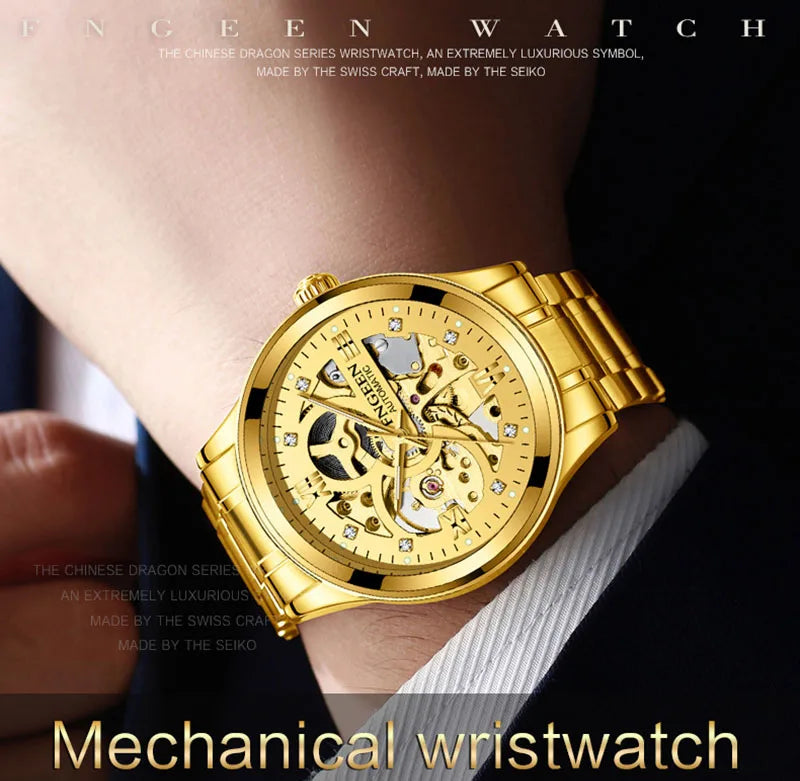 Casual Business Skeleton Automatic Watch for Man