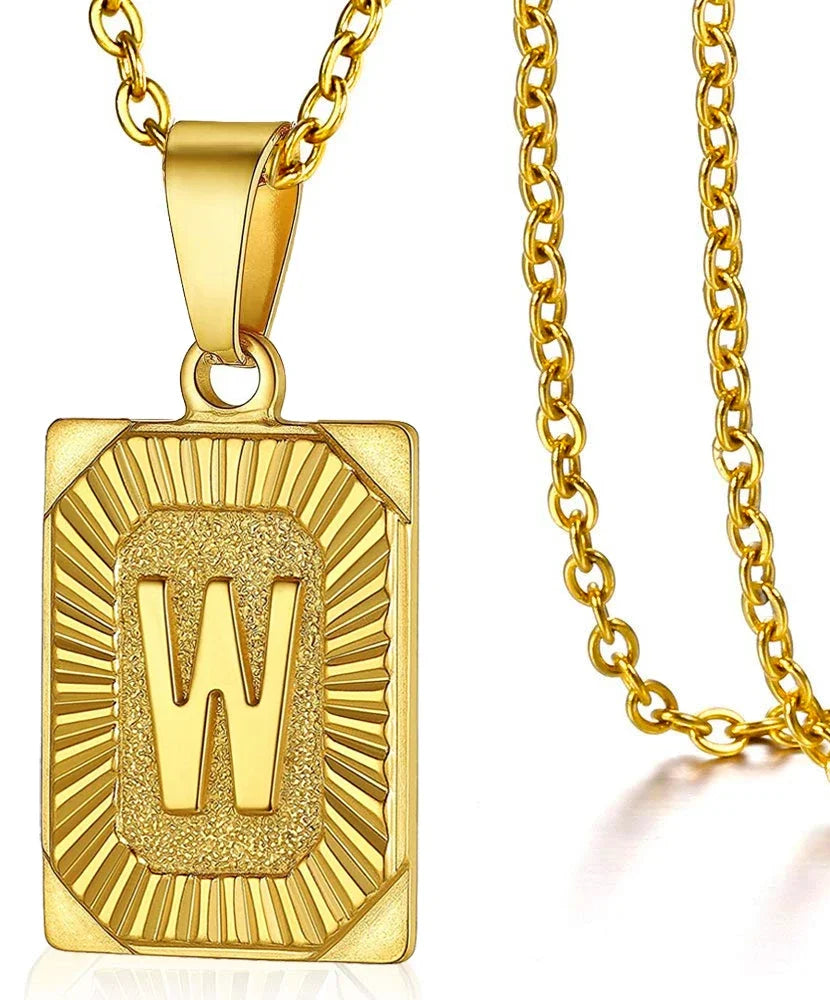 Initial Pendant Necklace for Women Simple Stainless Steel