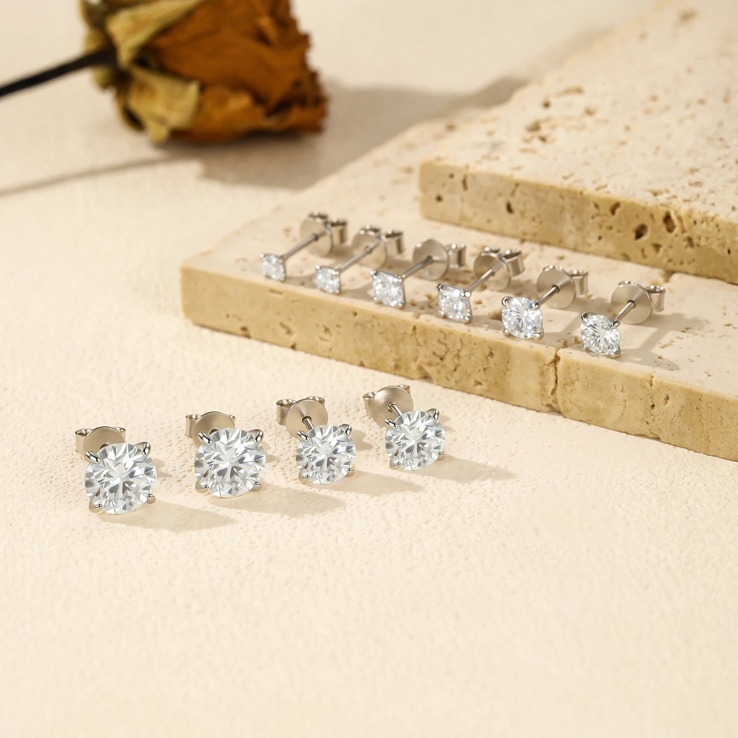 MODIAN 5 Sizes D Color Moissanite Earrings 925 Sterling Silver
