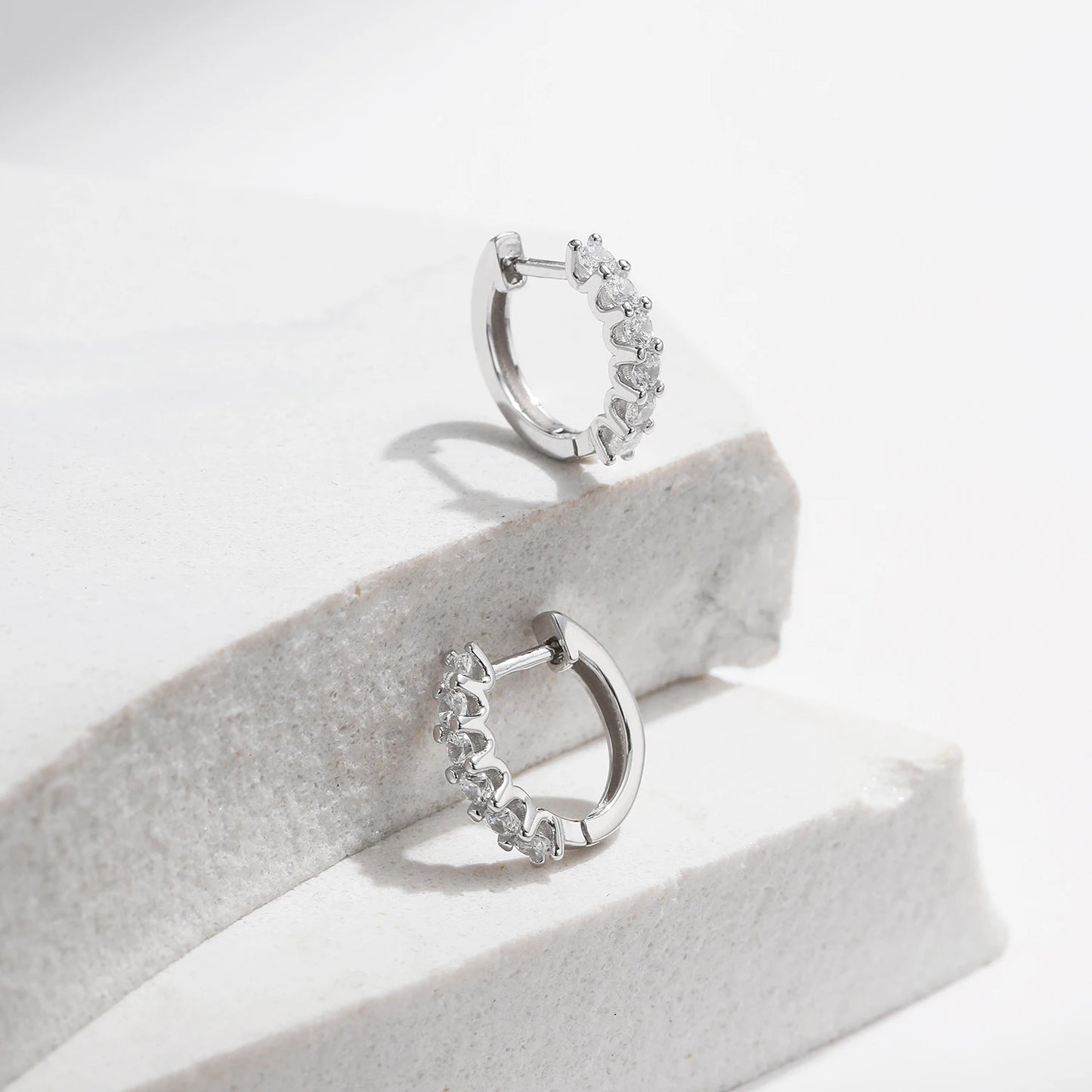MODIAN D Color Moissanite Small Hoop Earrings 925 Sterling Silver